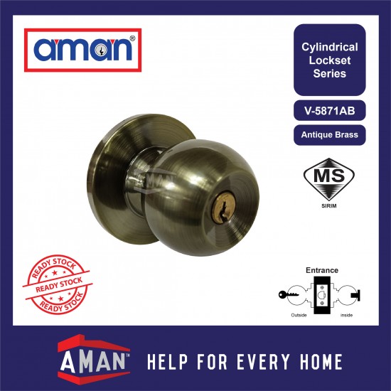 AMAN Big Rose Cylindrical Door Knob Lock Set SIRIM - V-5598AC / V-5800 Series