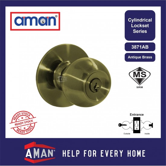 AMAN Cylindrical Door Knob Lock Set SIRIM - 3871 Series
