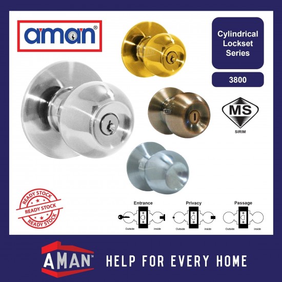 AMAN Cylindrical Door Knob Lock Set SIRIM - 3871 Series