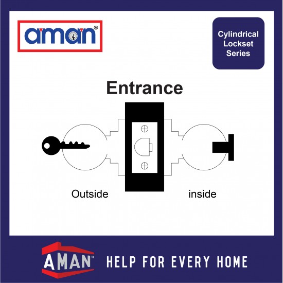 AMAN Cylindrical Door Knob Lock Set SIRIM - 3871 Series
