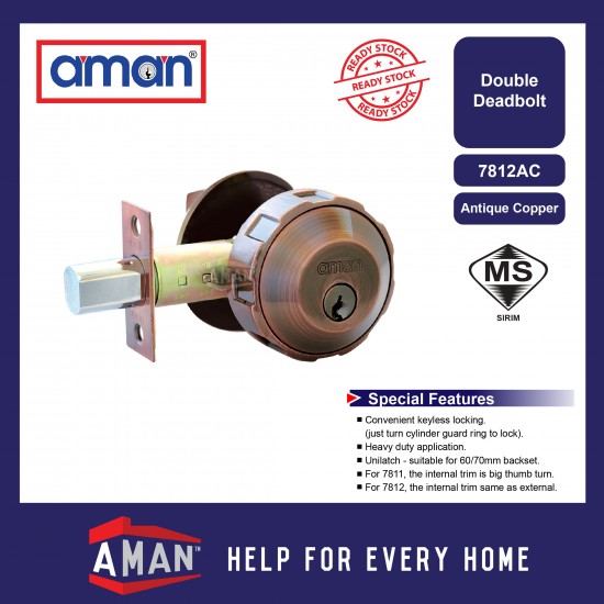 AMAN Heavy Duty Single Side Cylinder Double Side Cylinder Deadbolt SIRIM - 7711 / 7812 Series