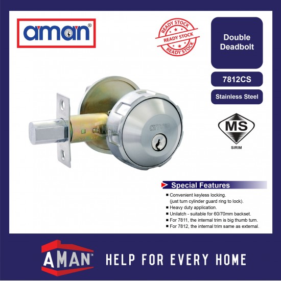 AMAN Heavy Duty Single Side Cylinder Double Side Cylinder Deadbolt SIRIM - 7711 / 7812 Series