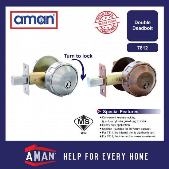 AMAN Heavy Duty Single Side Cylinder Double Side Cylinder Deadbolt SIRIM - 7711 / 7812 Series