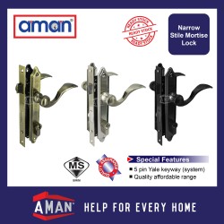 AMAN Narrow Stile Lever Mortise Lockset