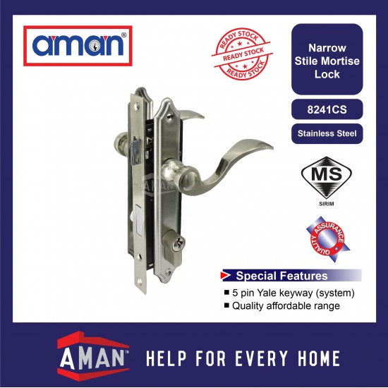 AMAN Narrow Stile Lever Mortise Lockset