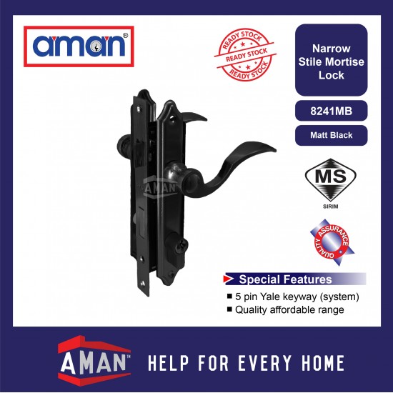 AMAN Narrow Stile Lever Mortise Lockset