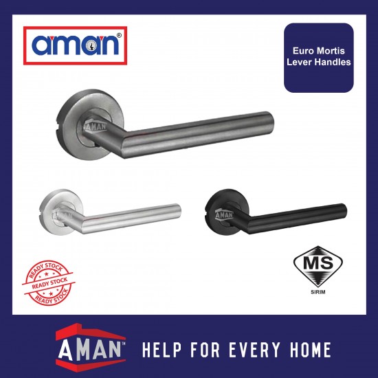 AMAN SUS 304 Stainless Steel Lever Euro Mortise Lockset 