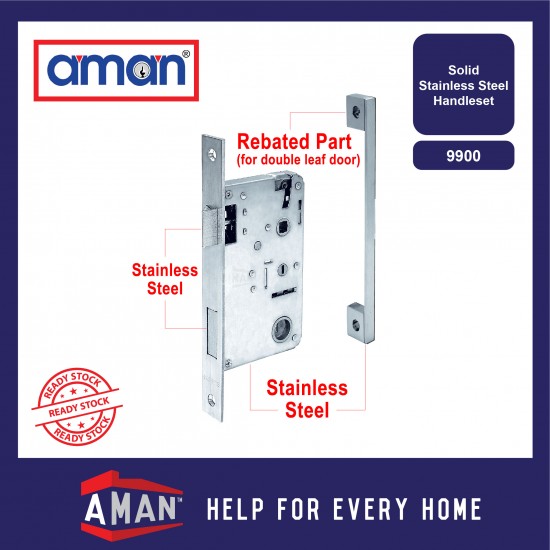 AMAN Solid Stainless Steel Double Entrance Handleset With Mortise Lockcase