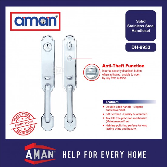 AMAN Solid Stainless Steel Double Entrance Handleset With Mortise Lockcase