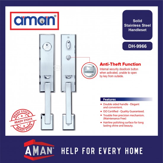 AMAN Solid Stainless Steel Double Entrance Handleset With Mortise Lockcase