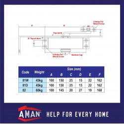 AMAN Heavy Duty Standard Duty 90° Hold Open Door Closer