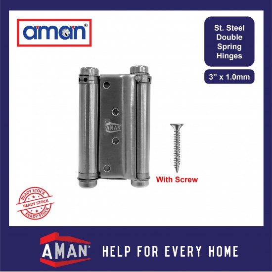 AMAN 2PCS Stainless Steel Double Spring Hinges With Screw