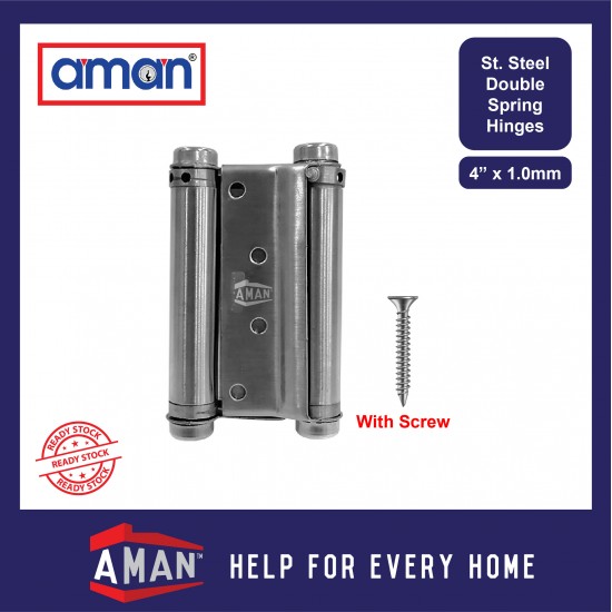 AMAN 2PCS Stainless Steel Double Spring Hinges With Screw
