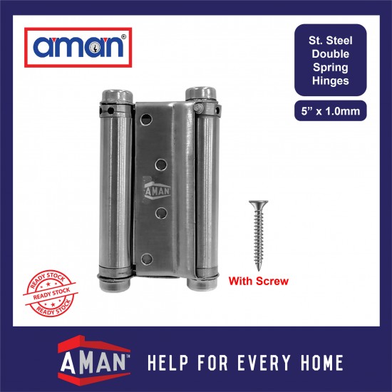 AMAN 2PCS Stainless Steel Double Spring Hinges With Screw