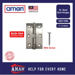 AMAN 2PCS SUS 304 Stainless Steel Hinges With Screw