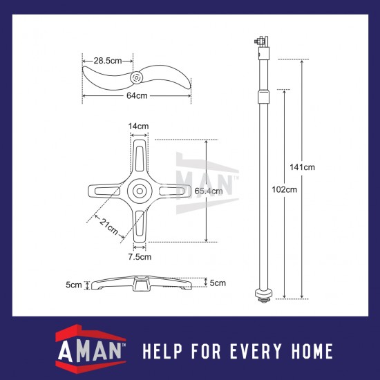 AMAN 26" Heavy Duty 3 Speeds Industrial Stand Fan ISF-26