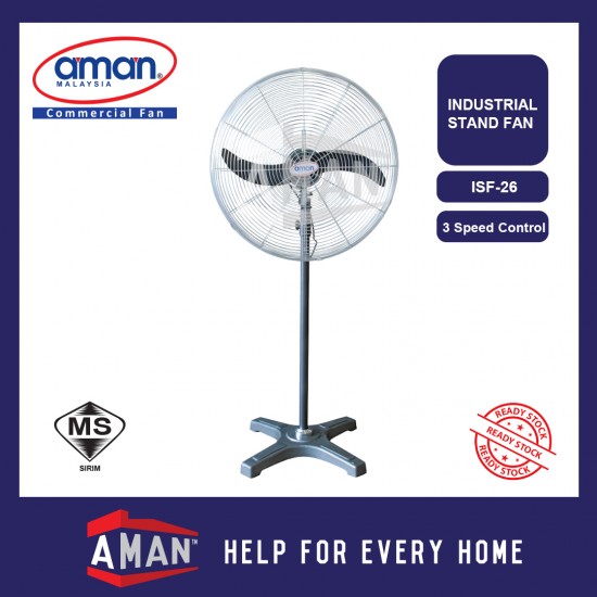 AMAN 26" Heavy Duty 3 Speeds Industrial Stand Fan ISF-26