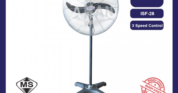 AMAN 26" Heavy Duty 3 Speeds Industrial Stand Fan ISF-26