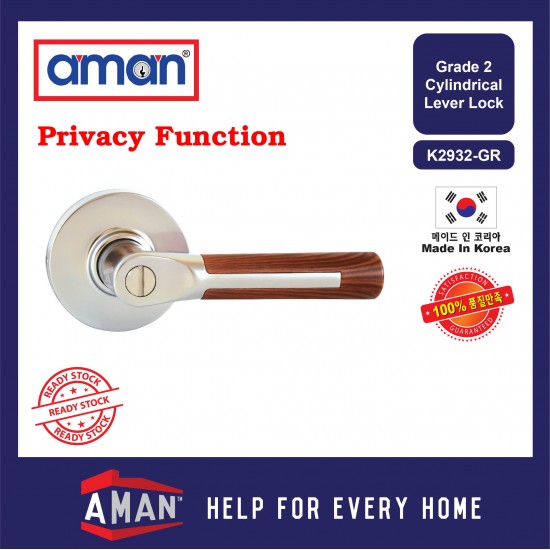 AMAN Cylindrical Tubular Lever Lock Grade 2 - Made In Korea