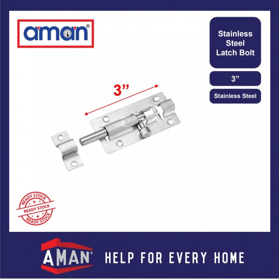 AMAN Stainless Steel Latch Bolt / Padbolt / Spring Latch