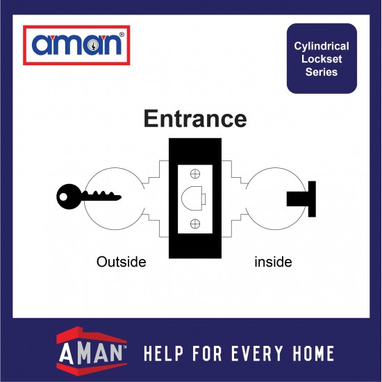 AMAN Cylindrical Door Knob Stainless Steel SIRIM - SR-3991 / SR-3971 Series