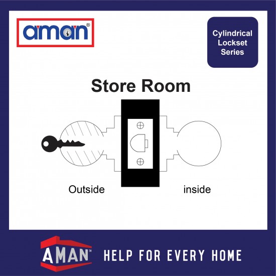 AMAN Cylindrical Door Knob Stainless Steel SIRIM - SR-3991 / SR-3971 Series
