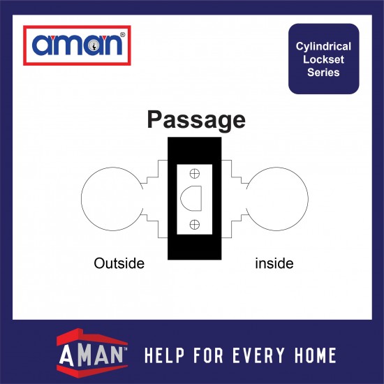 AMAN Cylindrical Door Knob Stainless Steel SIRIM - SR-3991 / SR-3971 Series