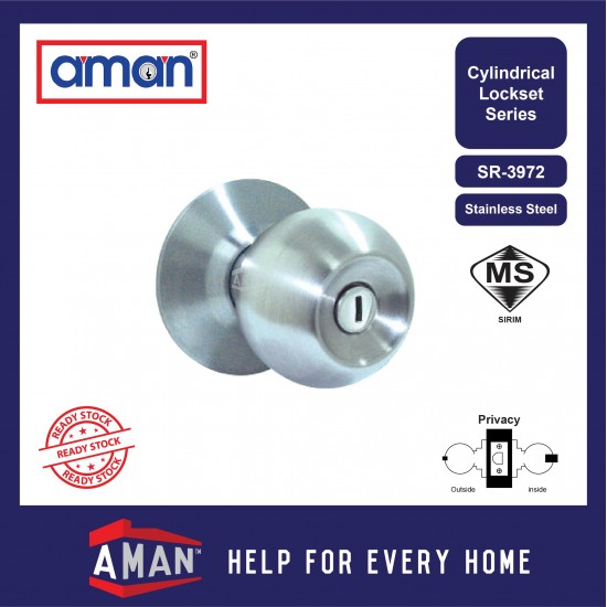 AMAN Cylindrical Door Knob Stainless Steel SIRIM - SR-3991 / SR-3971 Series