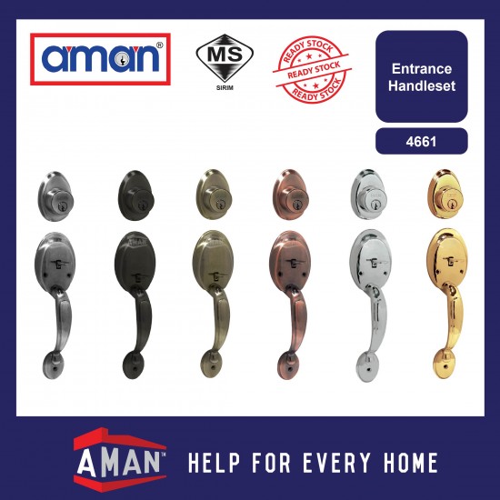 AMAN Double Entrance Handleset V-4661 - Solid Brass