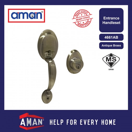 AMAN Double Entrance Handleset V-4661 - Solid Brass