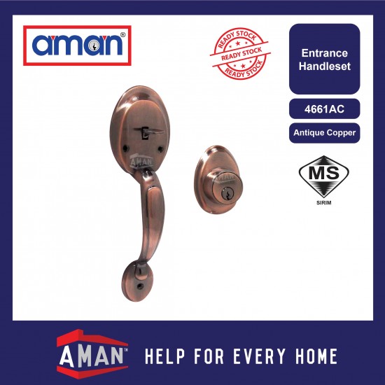 AMAN Double Entrance Handleset V-4661 - Solid Brass