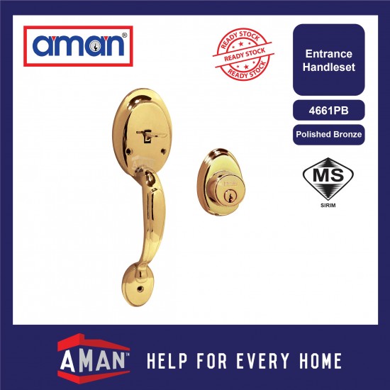 AMAN Double Entrance Handleset V-4661 - Solid Brass