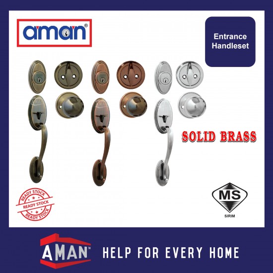 AMAN Entrance Handleset VB-4981 - Solid Brass
