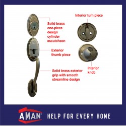 AMAN Entrance Handleset VB-4981 - Solid Brass