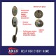 AMAN Entrance Handleset VB-4981 - Solid Brass