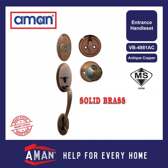 AMAN Entrance Handleset VB-4981 - Solid Brass