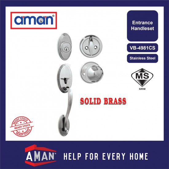 AMAN Entrance Handleset VB-4981 - Solid Brass