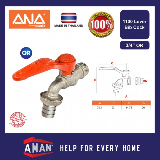 ANA Lever Bib Cock Ball Cock Aluminium Handle Washing Machine Faucet 1/2'' 3/4"