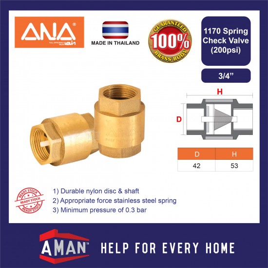ANA Spring Check Valve / Spring Foot Valve 1/2" 3/4" 1"