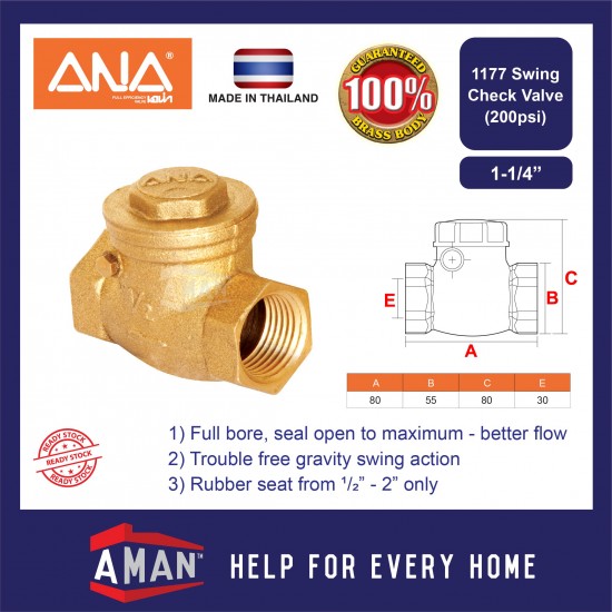 ANA Swing Check Valve 1" 1-1/4" 1-1/2"