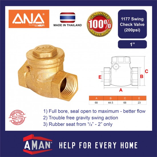 ANA Swing Check Valve 1" 1-1/4" 1-1/2"