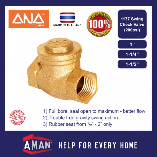 ANA Swing Check Valve 1" 1-1/4" 1-1/2"