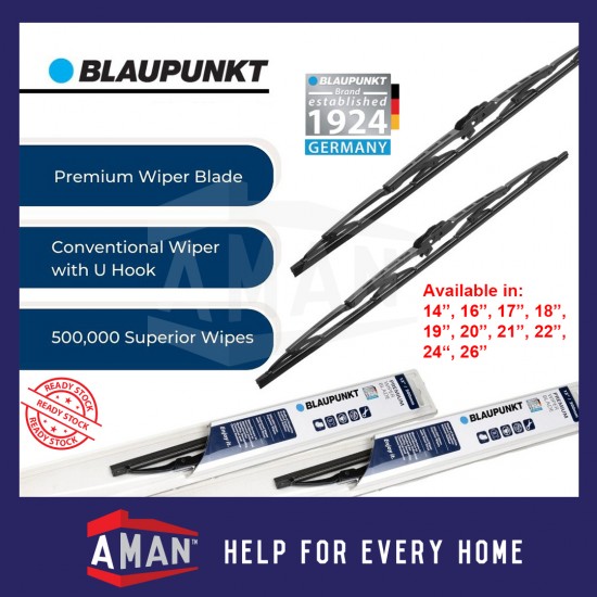Blaupunkt Premium Car Wiper Blade Compatible With All U-Hook Type Perodua Proton Toyota Honda Mazda Nissan Hyundai