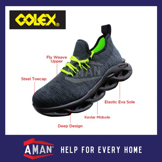 COLEX Sporty Safety Shoes Safety Boots Kevlar Sole Anti Slip Anti Smash Lightweight Breathable Steel Toe SXG-500