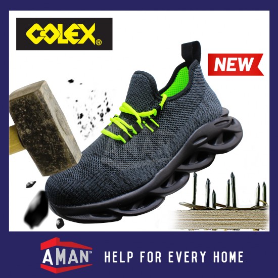 COLEX Sporty Safety Shoes Safety Boots Kevlar Sole Anti Slip Anti Smash Lightweight Breathable Steel Toe SXG-500