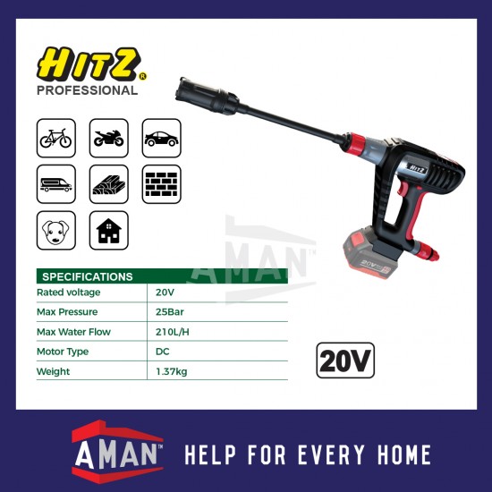 HITZ HB-5623 20V Cordless High Pressure Cleaner With 1 Batteries 1 Fast Charger SIRIM