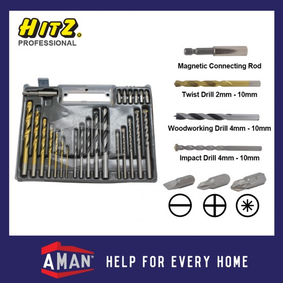 HITZ 301Pcs Drill Bits Set with Wall Plug, Driver and Drill Bit Set with Case DIY Tool Accessories CDS-301