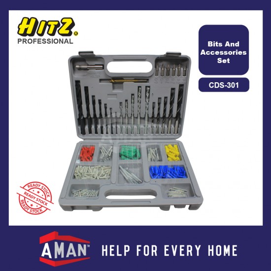 HITZ 301Pcs Drill Bits Set with Wall Plug, Driver and Drill Bit Set with Case DIY Tool Accessories CDS-301