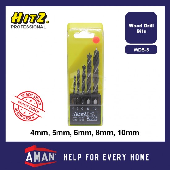 HITZ Drill Bit Wood Woodworking Hole Drilling Round Shank 4mm 5mm 6mm 8mm 10mm 