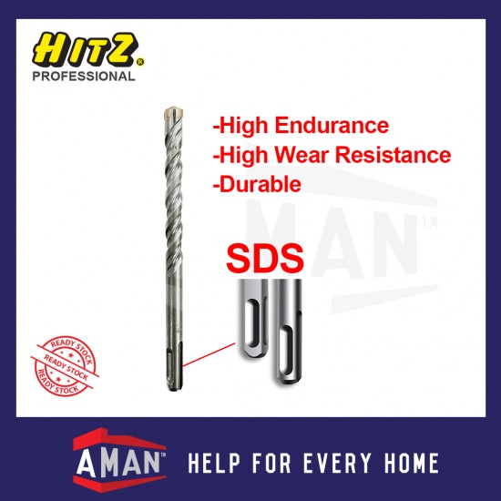 HITZ SDS Plus Drill Bits 4 Flute Cutter Carbide Tip 5mm - 20mm Concrete Masonry Rotary Hammer Tebuk Simen Dinding